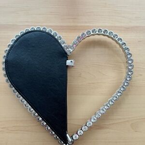 Heart-Shaped Black and Silver Clutch